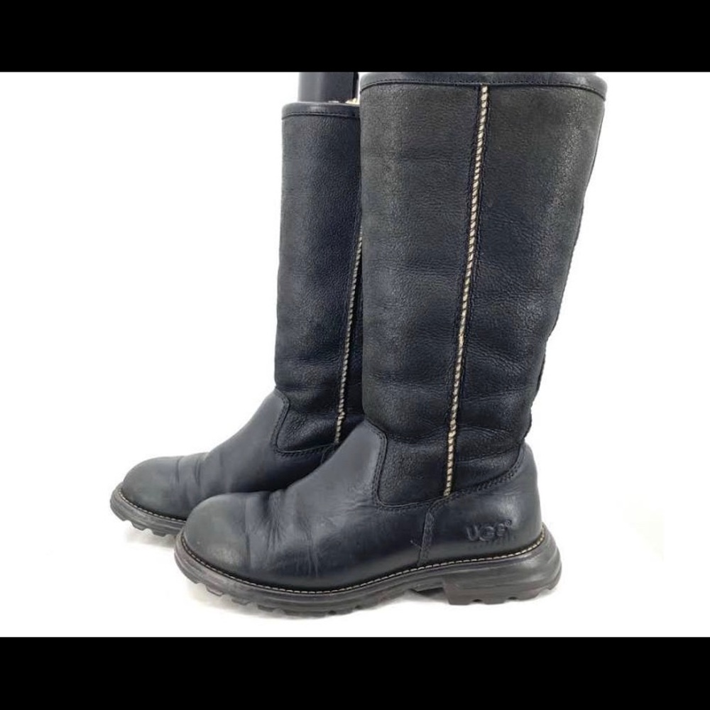 Black UGG leather boots BROOKS